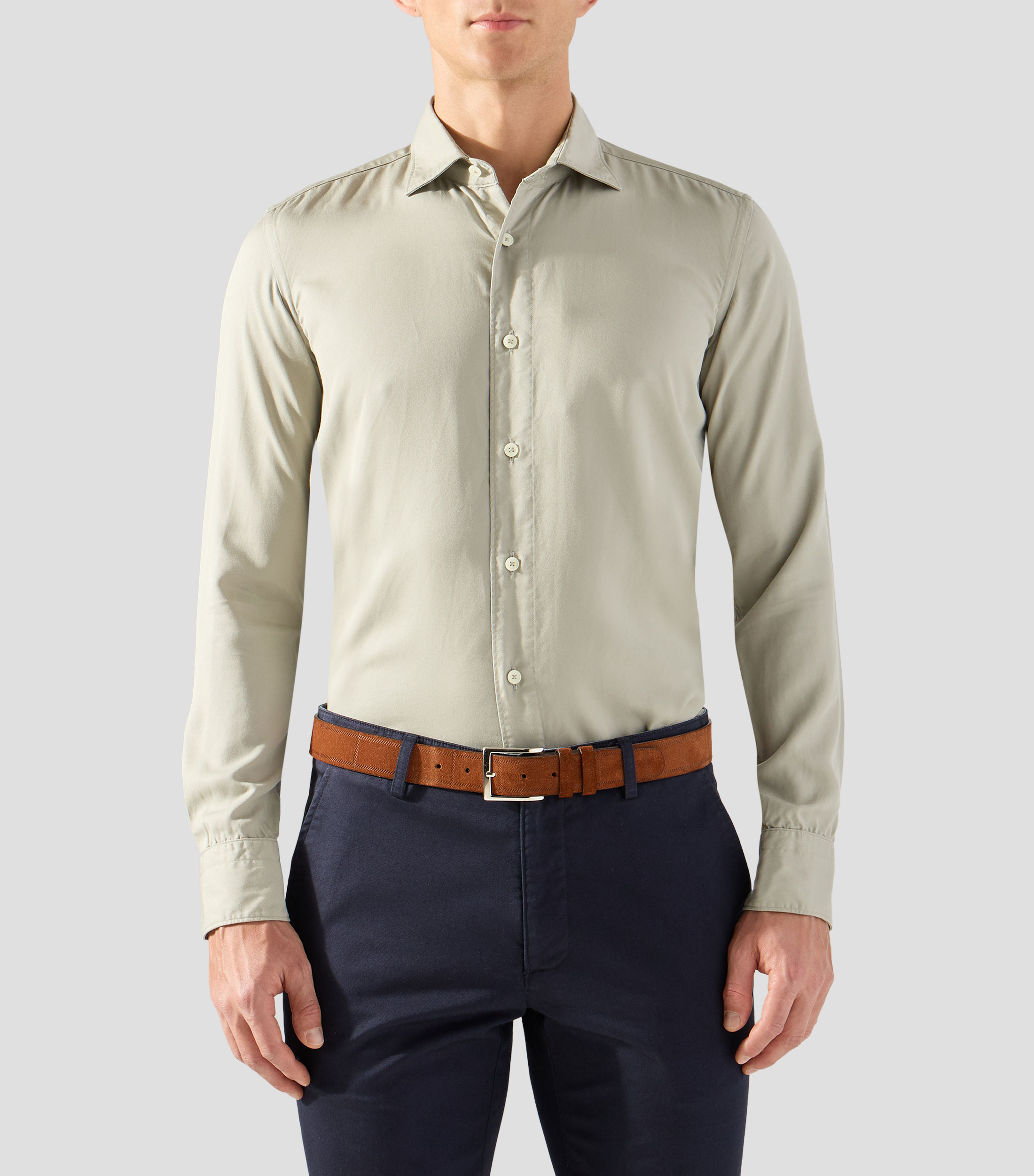 Camisa lisa con manga larga Hombre